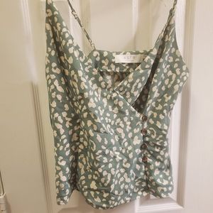 ASTR the label green leopard wrap tank